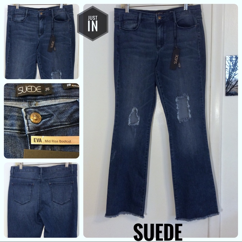 🆕Suede Eva Distressed Bootcut Jeans 31 Junior